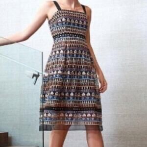 Antonio Melani Women's Multicolor Embroidered Sleeveless Midi Dress Lined SZ 4